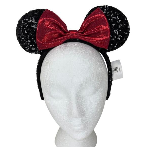 Disney Parks Minnie Mouse Classic Red Bow Black Ears Sequin Headband NWT - Picture 7 of 7